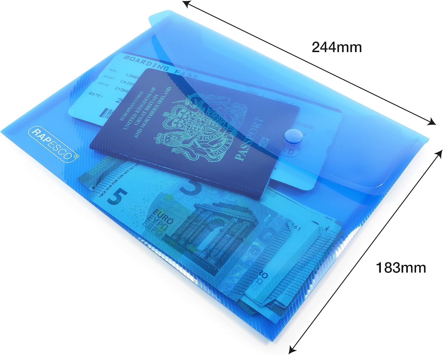 Rapesco Eco Popper Wallet, A5 - Transparent Assorted Colours (Pack 25)