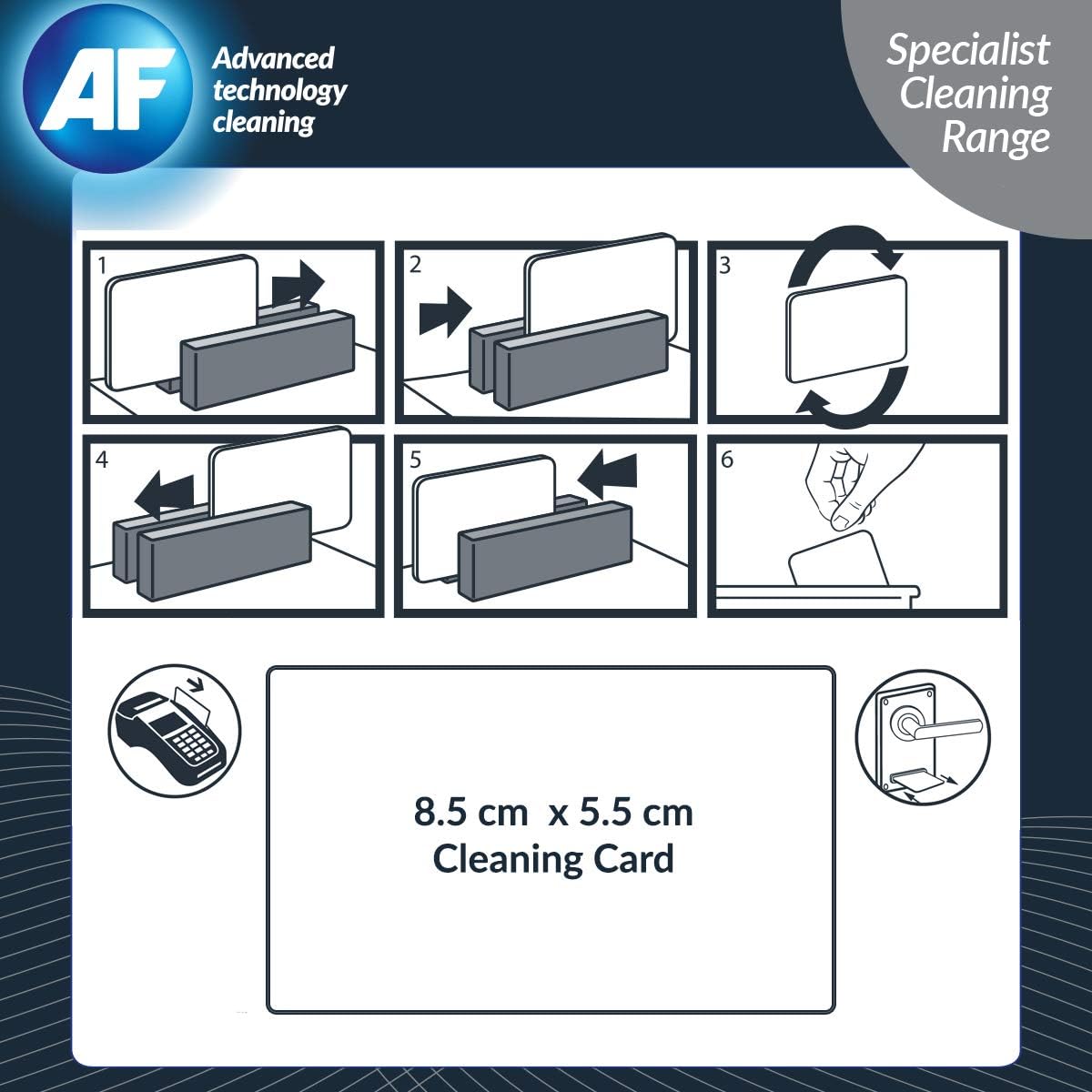 AF Cardclene Cleaning Cards with Isopropanol for Swipe-reading Machines Foil Sachets Ref CCP020 [Pack of 20],Assorted,8.5 x 5.5 centimeters