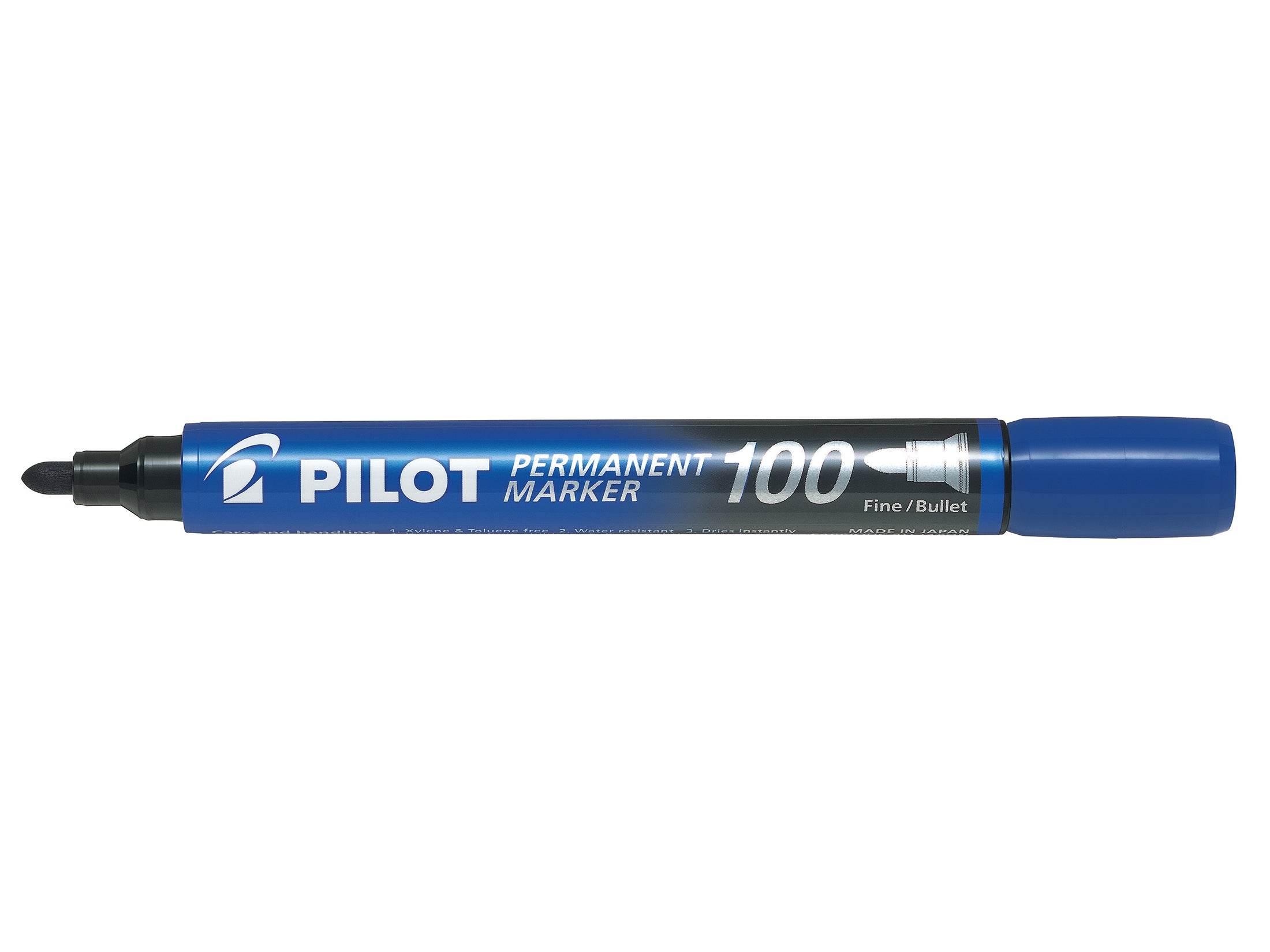 Pilot 100 Permanent Marker Bullet Tip Fine 1.0mm Line Blue (Pack 12) - 4902505511110