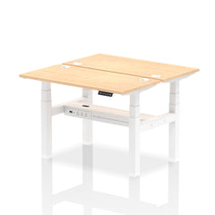 Dynamic Air Back-to-Back W1200 x D600mm Height Adjustable Sit Stand 2 Person Bench Desk With Cable Ports Maple Finish White Frame - HA01546 DD