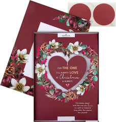 Hallmark Boxed Christmas Card for One I Love - Traditional Heart and Verse Design, 25575200, Multicoloured