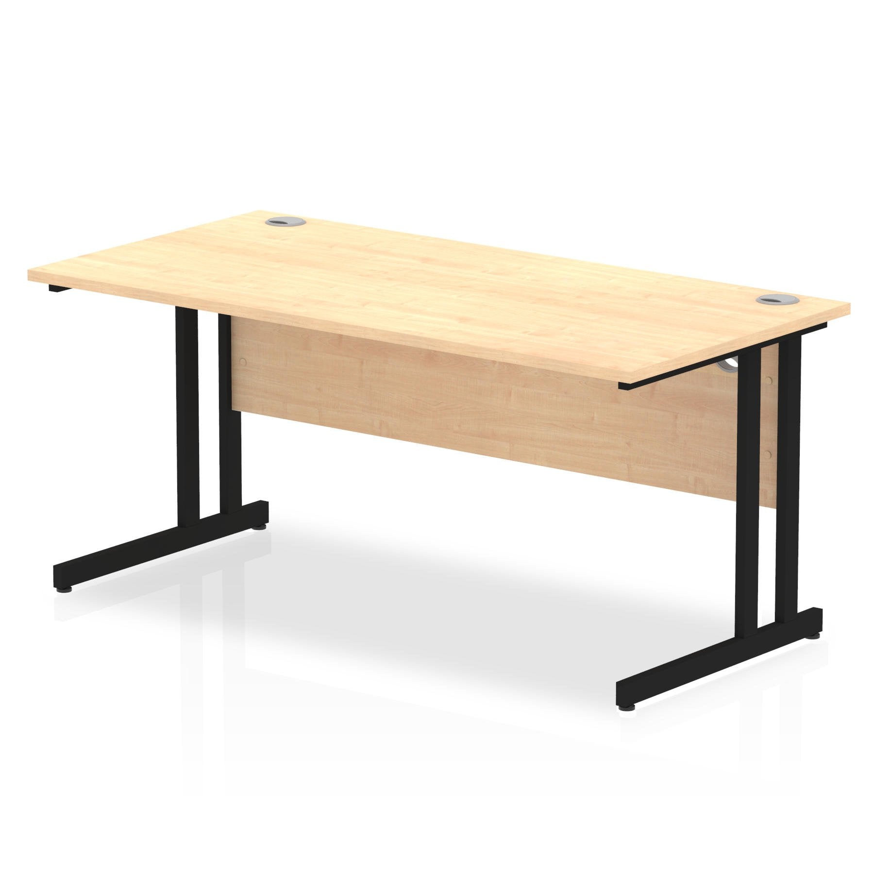 Impulse 1600 x 800mm Straight Desk Maple Top Black Cantilever Leg MI003234 DD