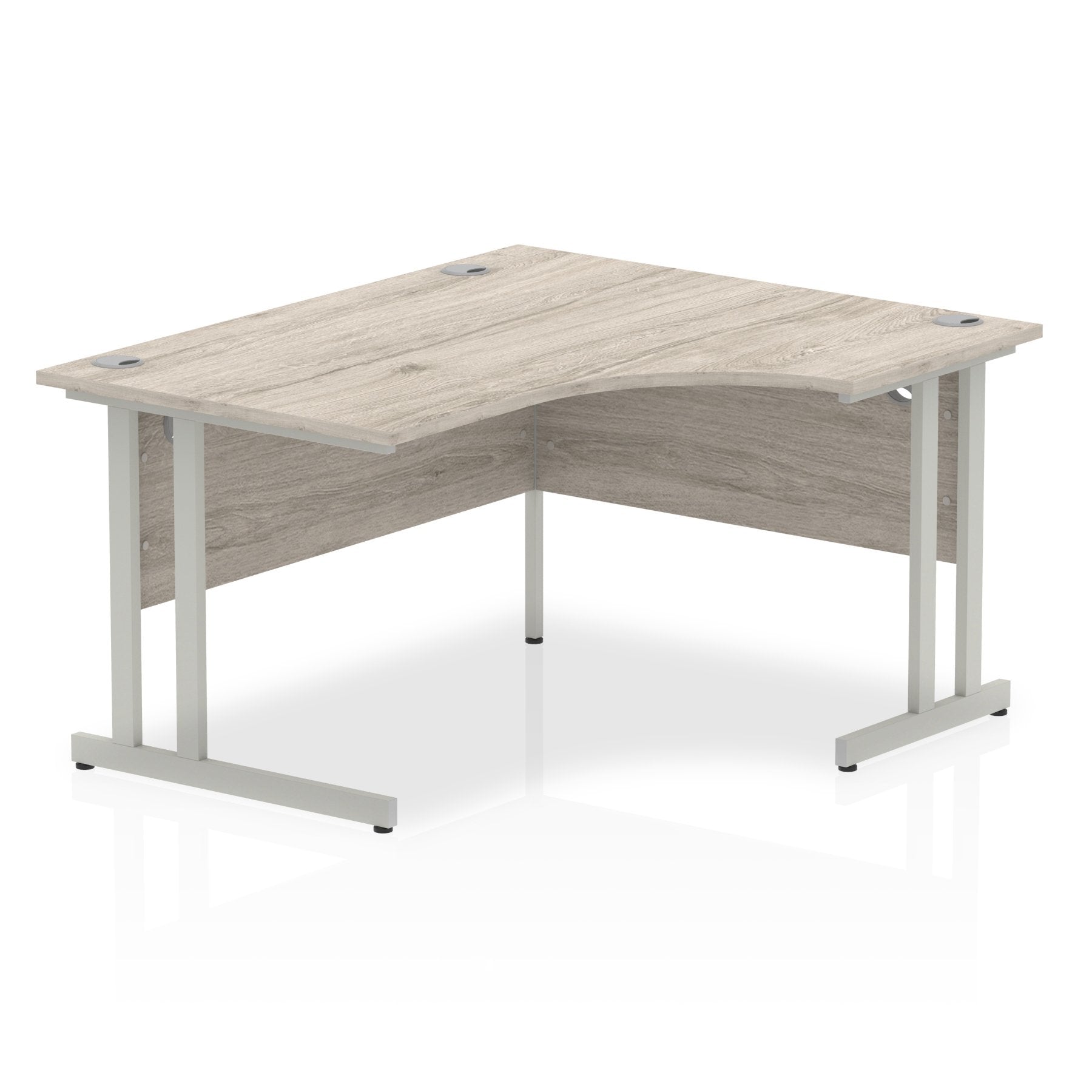 Impulse 1400mm Right Crescent Desk Grey Oak Top Silver Cantilever Leg I003825 DD
