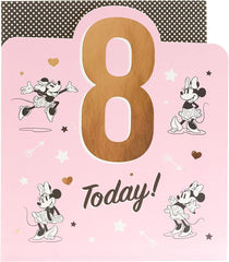 8th Birthday Card for Girl - Disney Birthday Card Age 8 - Minnie Mouse Birthay Card for Girl - Minnie Mouse 8th Birthday Card, Multi, (698269-0-1)