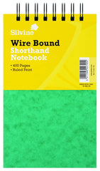 Silvine Luxpad 125x200mm Wirebound Pressboard Cover Reporters Shorthand Notebook 400 Pages Green (Pack 6) - 441