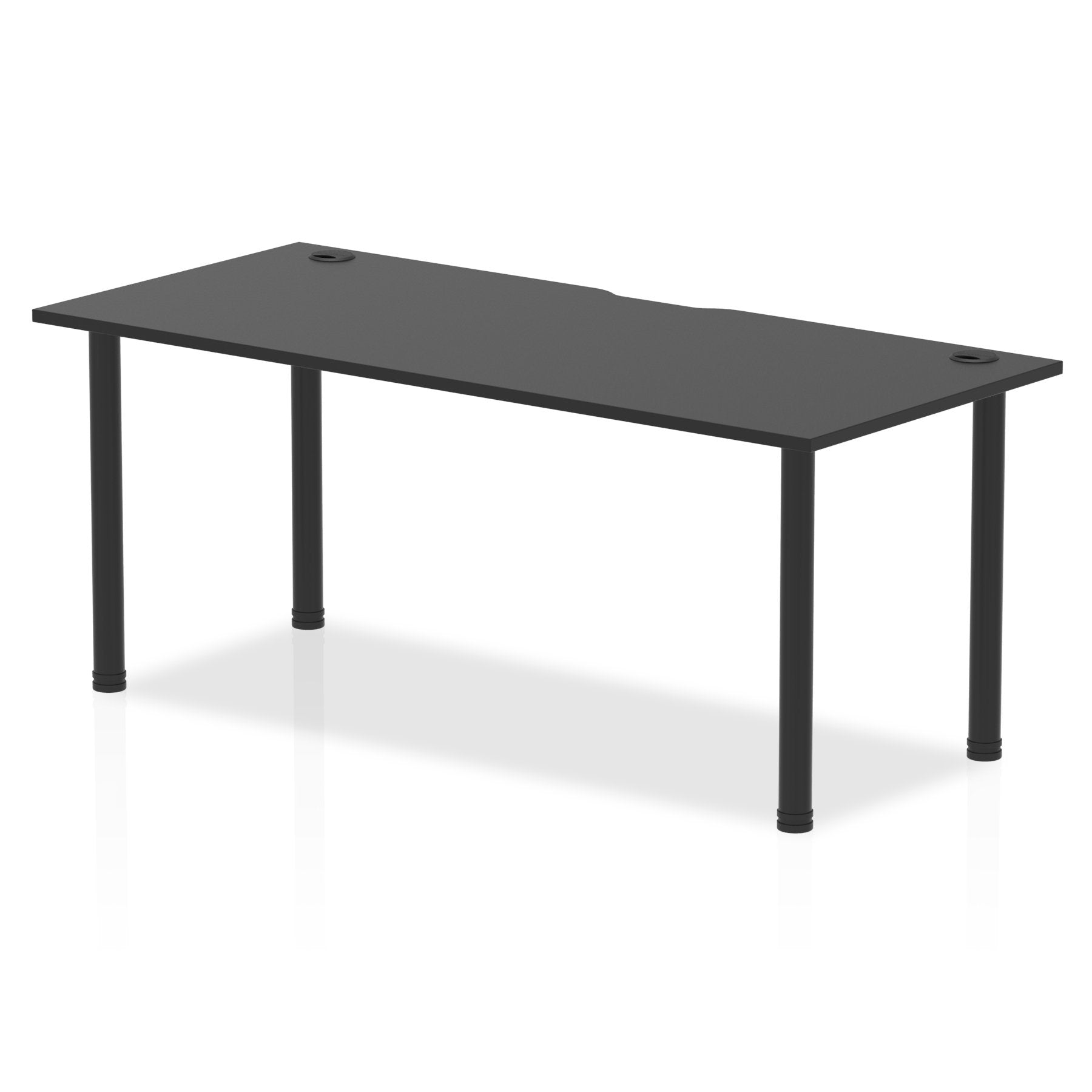 Dynamic Impulse Black Series 1800 x 800mm Straight Table Black Top with Cable Ports Black Post Leg I004203 DD