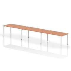 Impulse Single Row 3 Person Bench Desk W1600 x D800 x H730mm Beech Finish White Frame - IB00346 DD