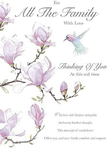 Paper Rose sympathy greeting card featuring hummingbird and magnolia illustrations, conveying love and support for difficult times.