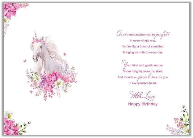Paper Rose Precious Granddaughter birthday card featuring a unicorn design, perfect for celebrating special occasions.