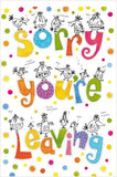 Large Paper Rose greeting card with cartoon birds saying farewell, featuring "Sorry You're Leaving" message in a charming design.