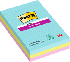Post-It Super Sticky Notes 101x152mm Ruled 90 Sheets Cosmic Colours (Pack 3) 7100234251