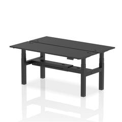 Dynamic Air Back-to-Back W1800 x D600mm Height Adjustable Sit Stand 2 Person Bench Desk With Cable Ports Black Finish Black Frame - HA02988 DD