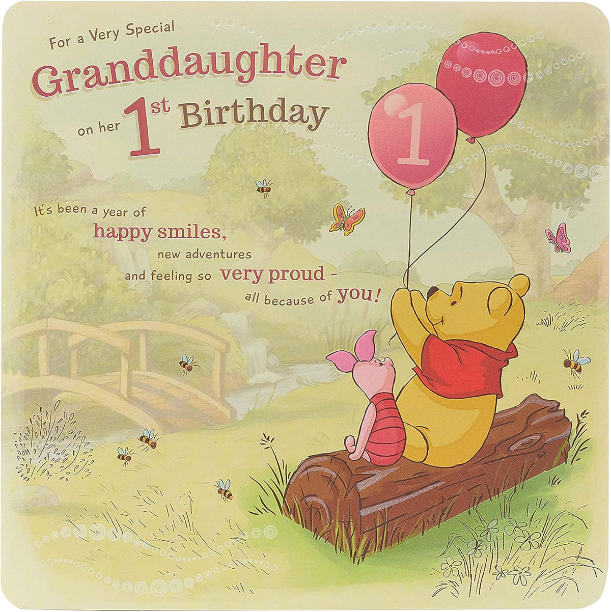 Disney's Winnie The Pooh 1st Granddaughter Birthday Card