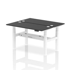 Dynamic Air Back-to-Back W1400 x D600mm Height Adjustable Sit Stand 2 Person Bench Desk With Cable Ports Black Finish White Frame - HA02884 DD