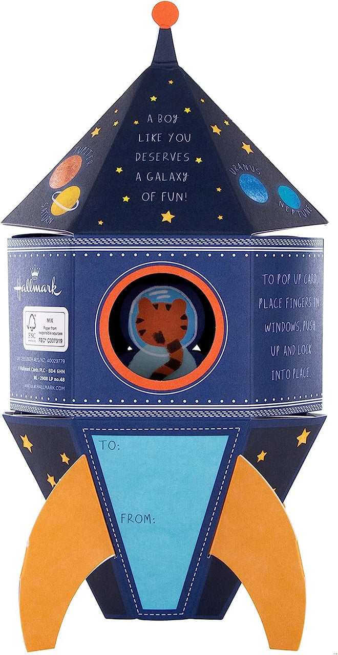 3rd Birthday Card for Son – 3D Pop-Out Rocket Design