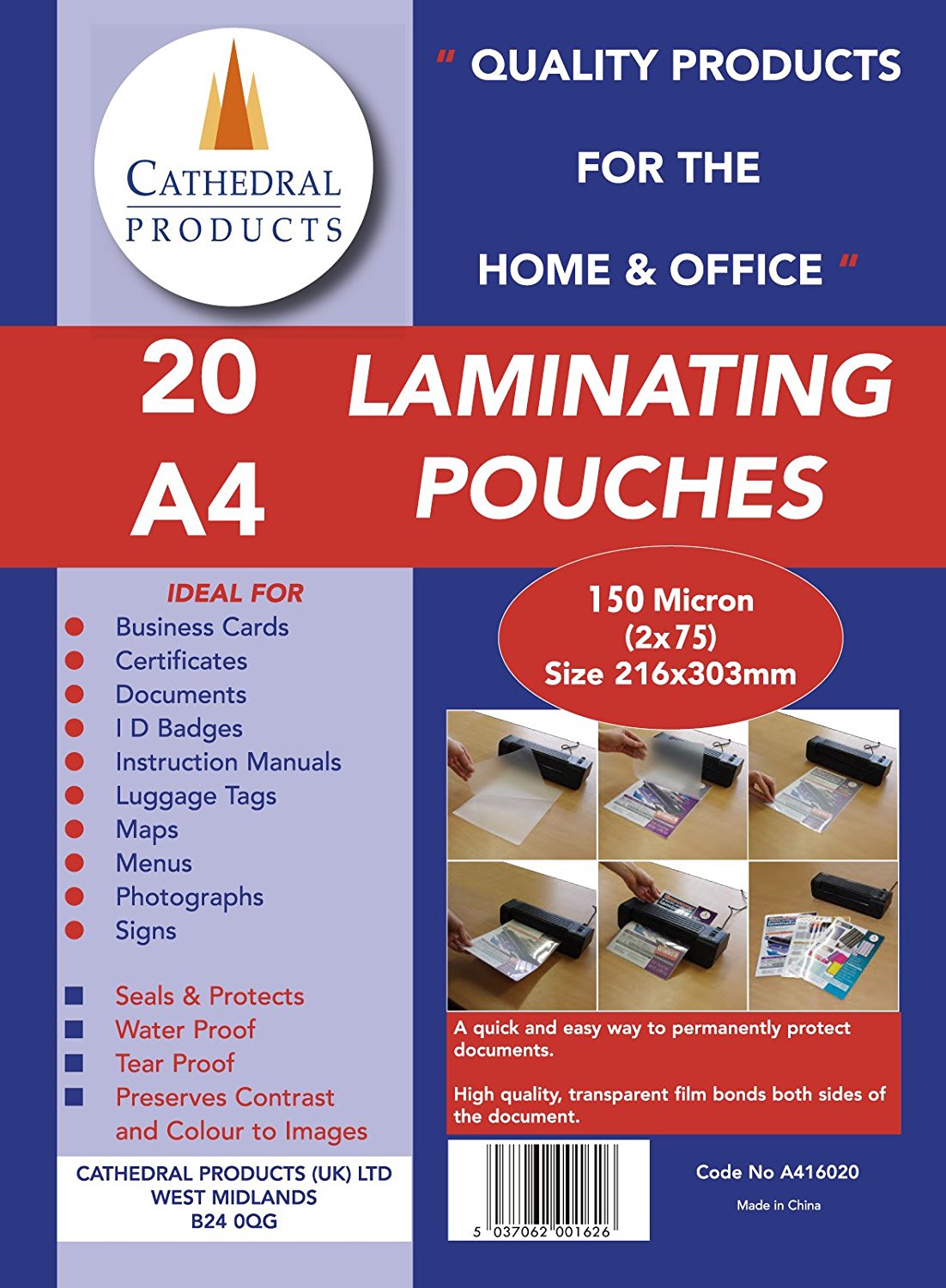 ValueX Laminating Pouch A4 2x75 Micron Gloss (Pack 20) - LPA416020