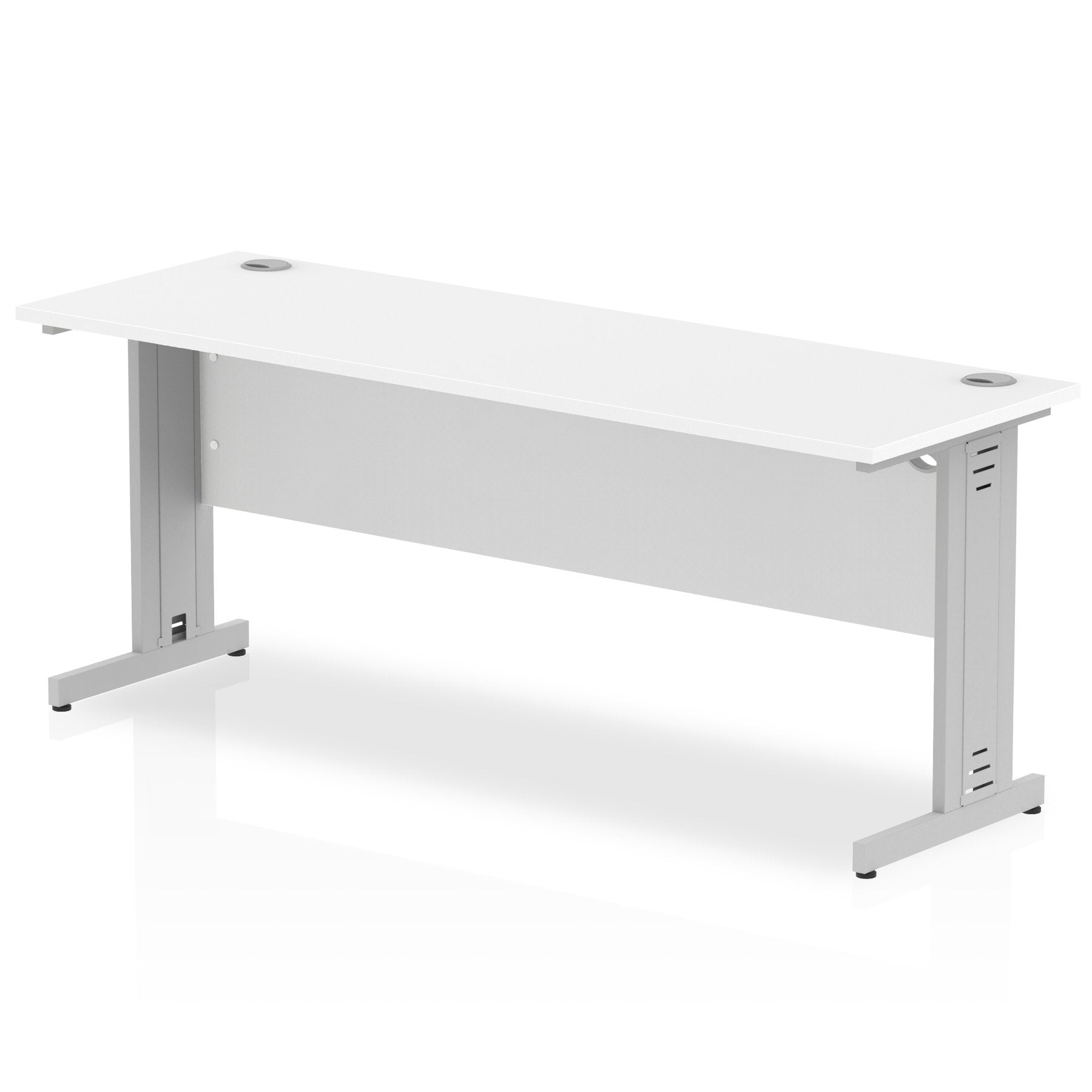 Impulse 1800 x 600mm Straight Desk White Top Silver Cable Managed Leg MI002279 DD