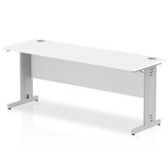 Impulse 1800 x 600mm Straight Desk White Top Silver Cable Managed Leg MI002279 DD