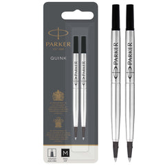 Parker Quink Rollerball Refill for Rollerball Pens Medium Black (Pack 2) - 1950325