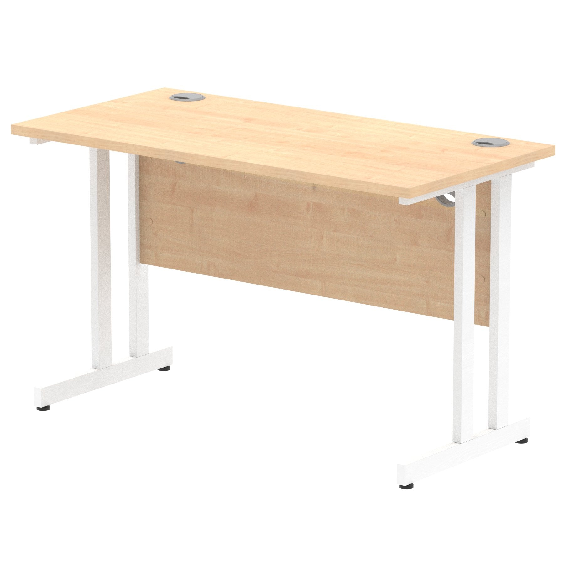 Impulse 1200 x 600mm Straight Desk Maple Top White Cantilever Leg MI002427 DD