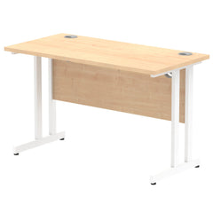 Impulse 1200 x 600mm Straight Desk Maple Top White Cantilever Leg MI002427 DD