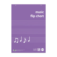 Rhino A1 Educational Music Flipchart Pad 30 Leaf 20 Music 5 Stave Ruling with Plain Reverse (Pack 5) - REMFC-0 DD