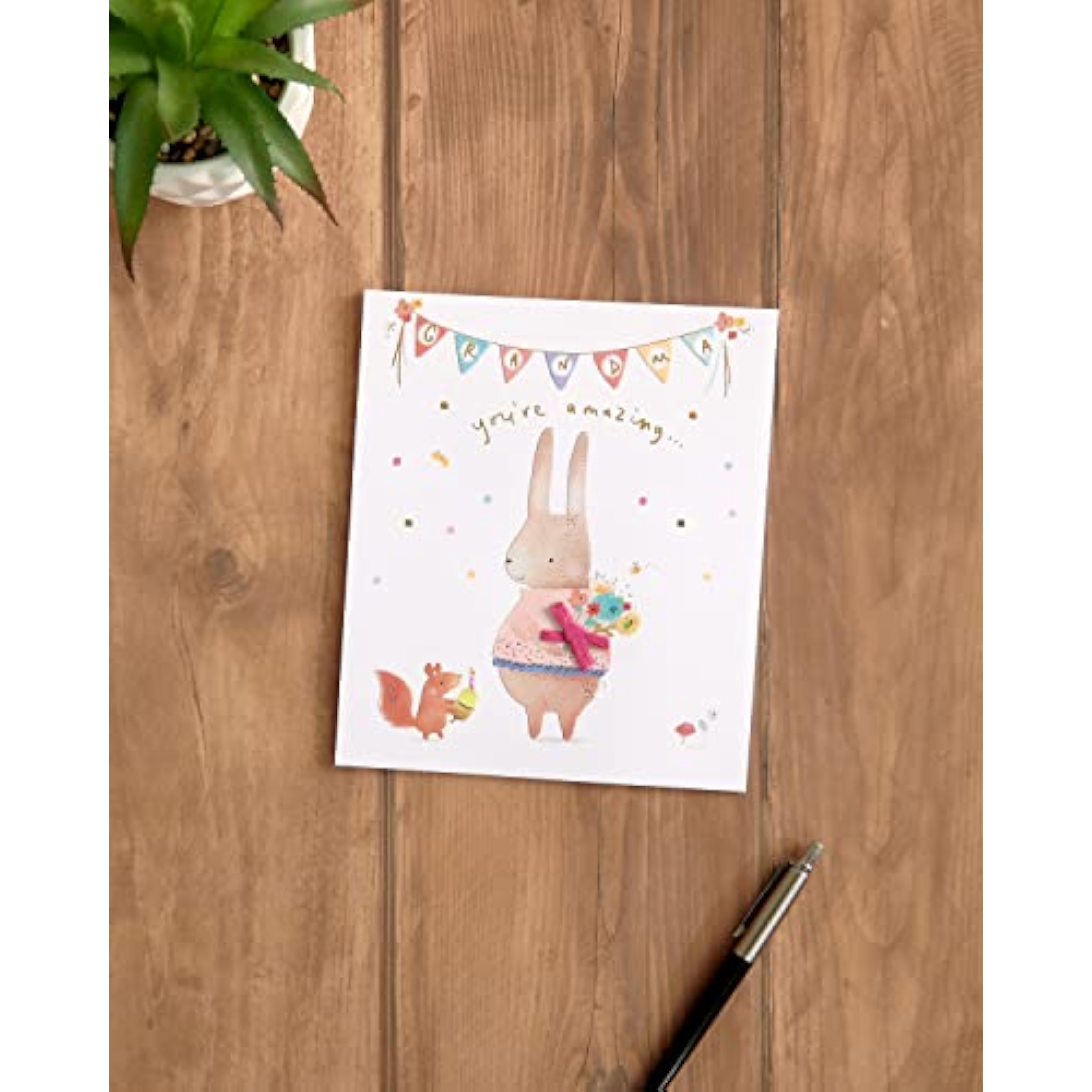 UK Greetings Grandma Birthday Card With Envelope - Cute Rabbit Design