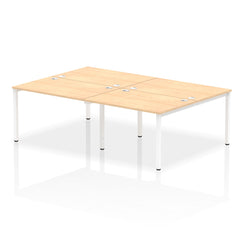 Impulse Back-to-Back 4 Person Bench Desk W1200 x D1600 x H730mm With Cable Ports Maple Finish White Frame - IB00144 DD
