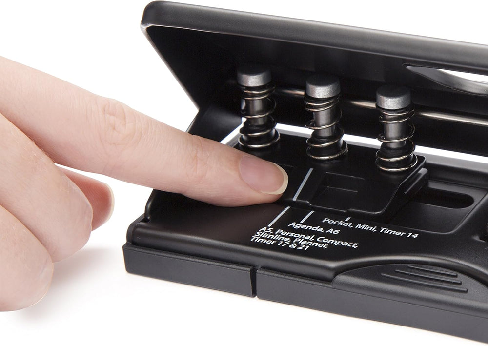 Rapesco Adjustable 6-Hole Organiser/Diary Punch - Black