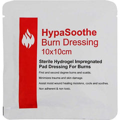 HypaSoothe Burn Dressing 10 x 10cm Sterile Hydrogel Impregnated Pad Dressing