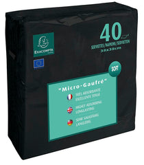 Exacompta Napkins Micro High Quality Embossed Paper Black (Pack 40) SV913821I