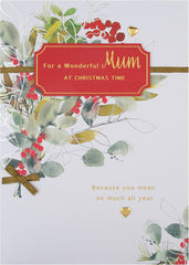 Classic Seasonal Foliage Design Mum Boxed Christmas Card