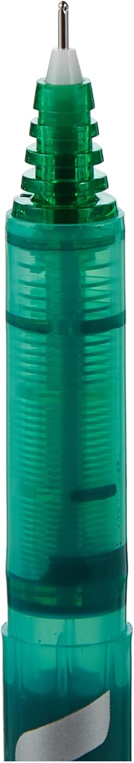 Green Pilot V5 Liquid Ink Rollerball pen with 0.5 mm tip, shown from the side on a plain background.