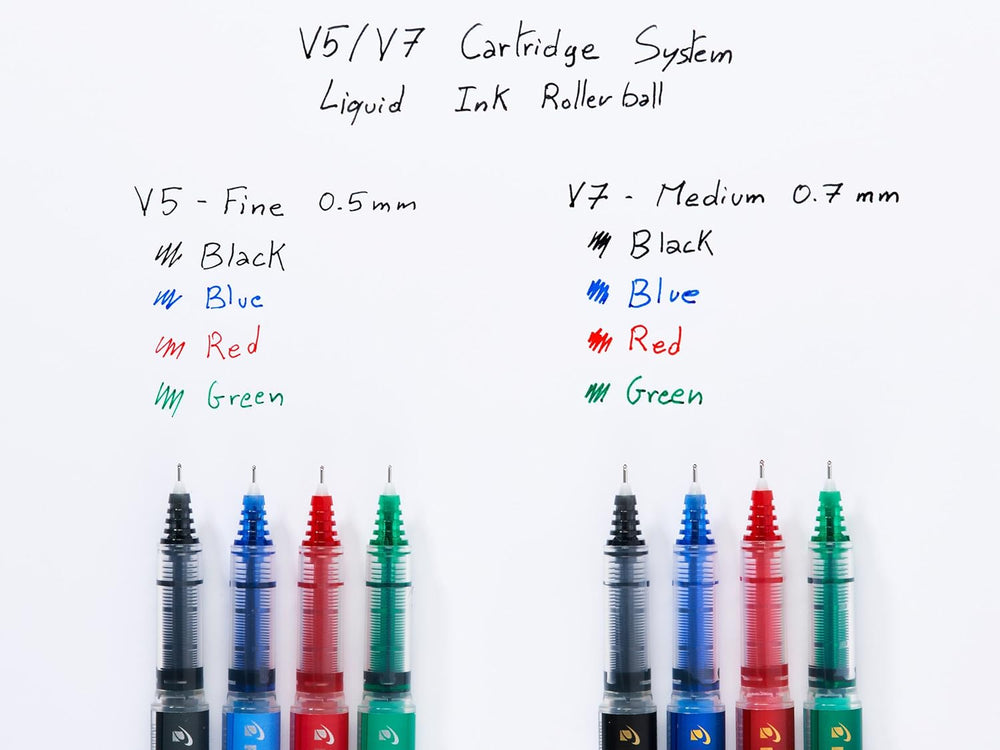 Pilot V7 Liquid Ink Rollerball pen with 0.7 mm tip in black ink, featuring a sleek design and comfortable grip.