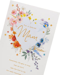 Cute Design With Heart Watercolour Florals for Mam Birthday Card