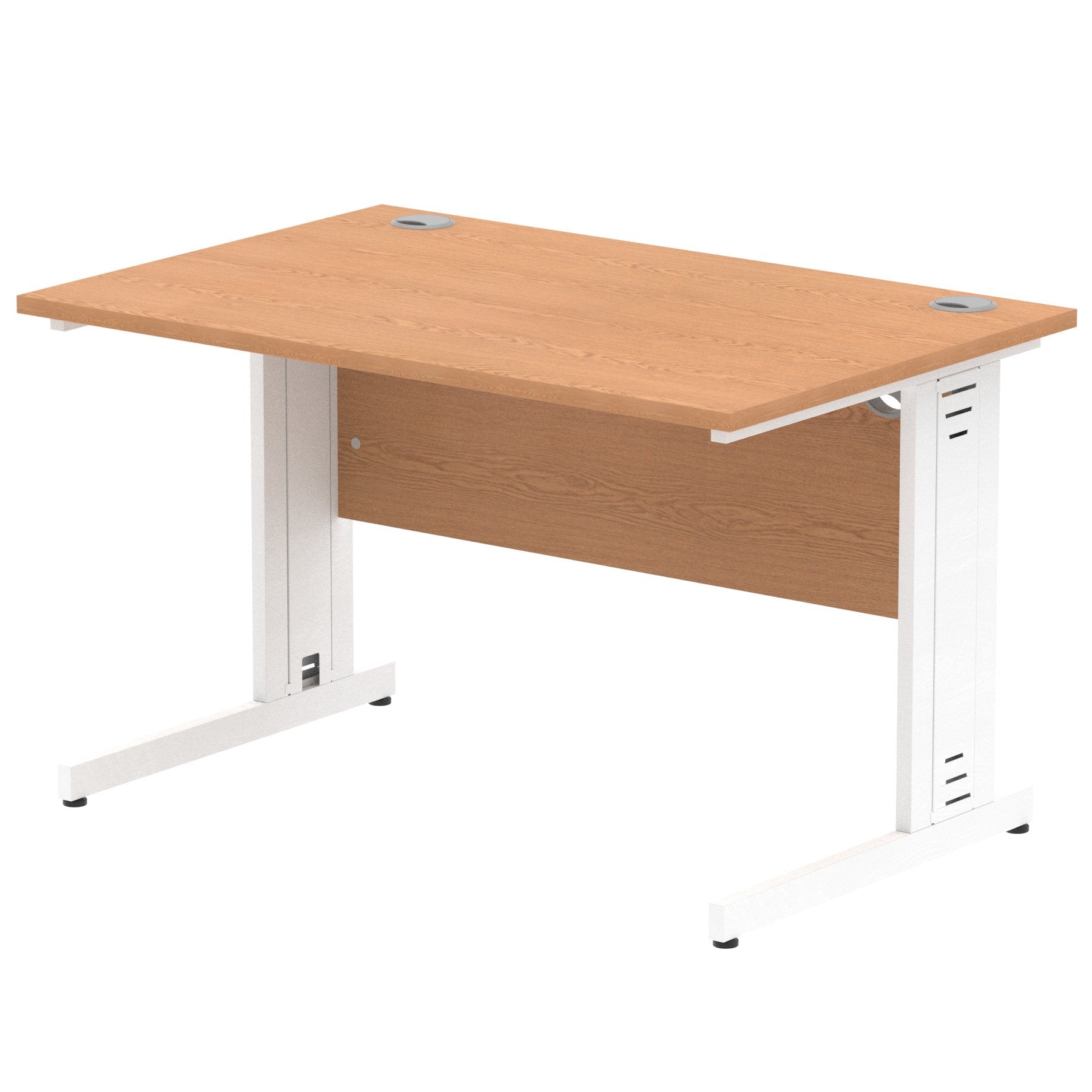 Impulse 1200 x 800mm Straight Desk Oak Top White Cable Managed Leg MI002723 DD