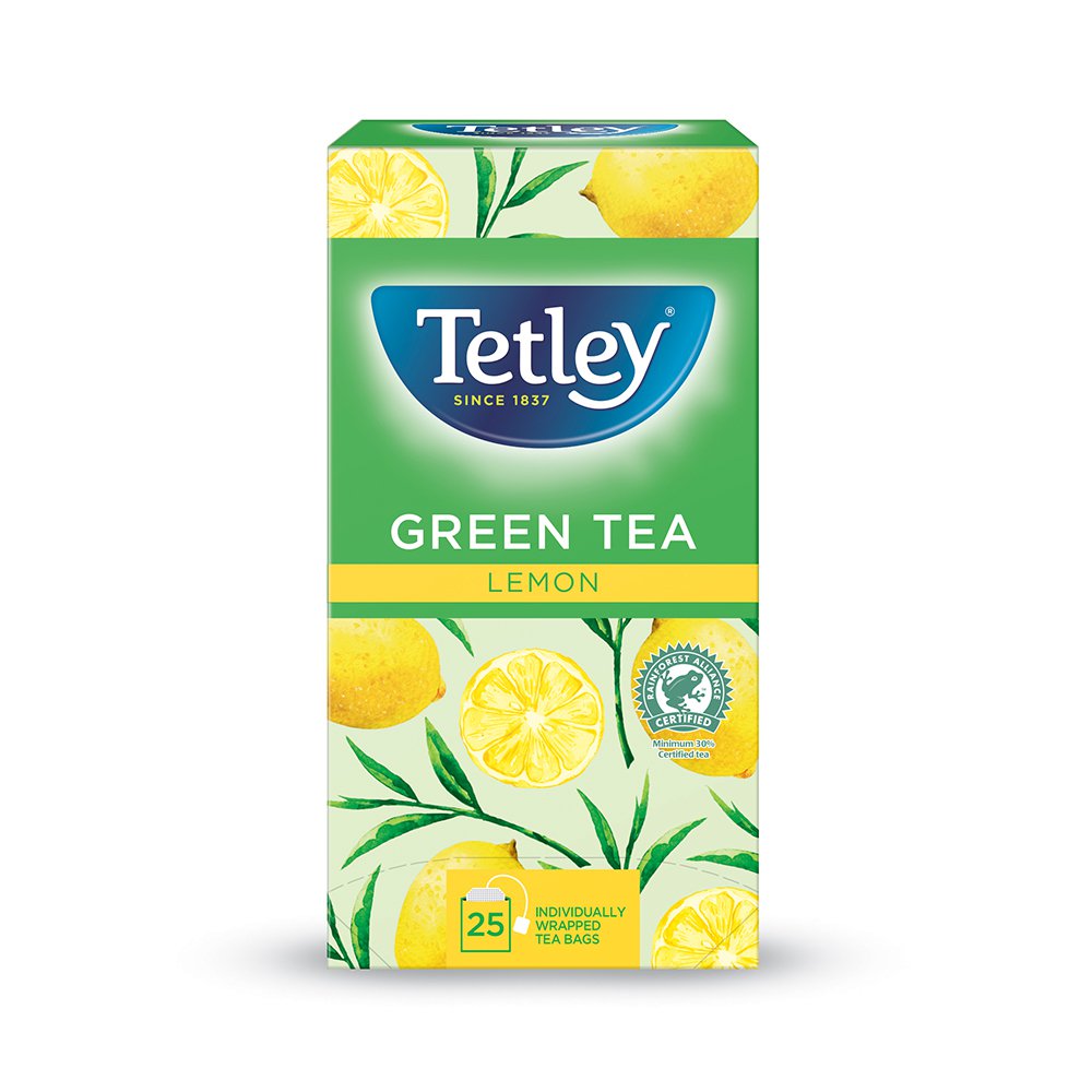 Tetley Green Tea With Lemon Tea Bags Individually Wrapped and Enveloped (Pack 25) - 0403053