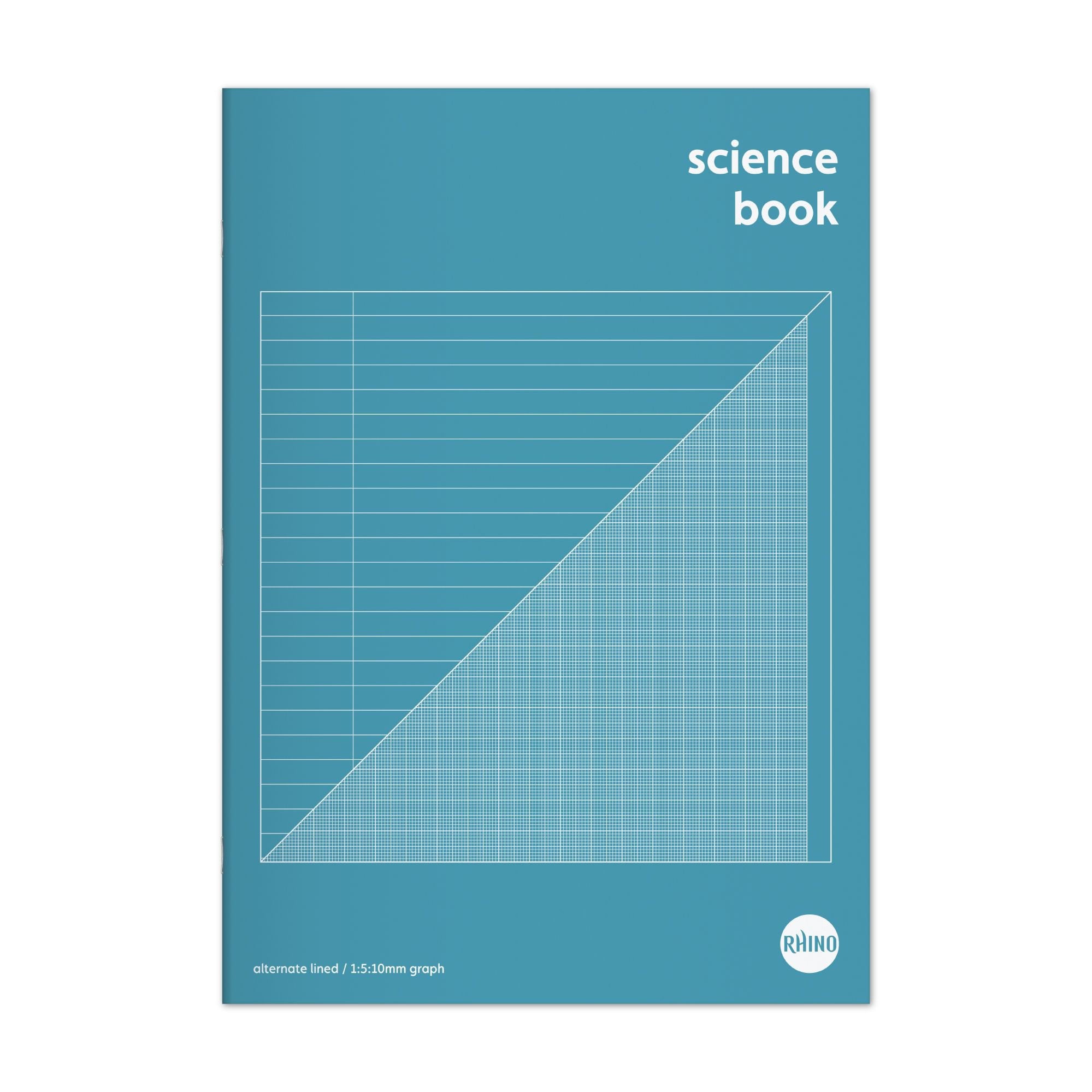 Rhino A4 Science Book 64 Page Page Feint Ruled 8mm With Margin With 1:5:10 Graph Ruling On Reverse (Pack 10) - SDSC1BU-2 DD