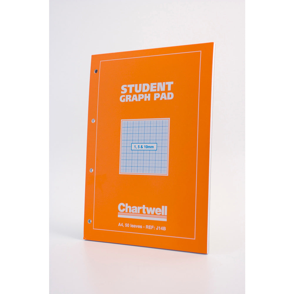 Chartwell Student A4 Graph Pad 1/5/10mm Grid 70gsm 50 Sheets White/Blue Gridded Paper (Pack 10) - J14BZ