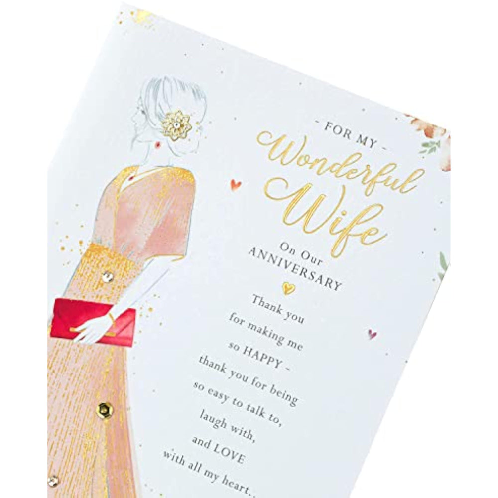 Wonderful Wife Wedding Anniversary Card - Elegant and Heartfelt Design