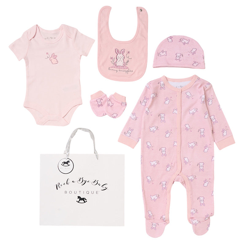 Send It By Pink Bunny Snuggles 5 Piece Set