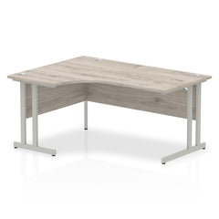 Impulse 1600mm Left Crescent Desk Grey Oak Top Silver Cantilever Leg I003136 DD