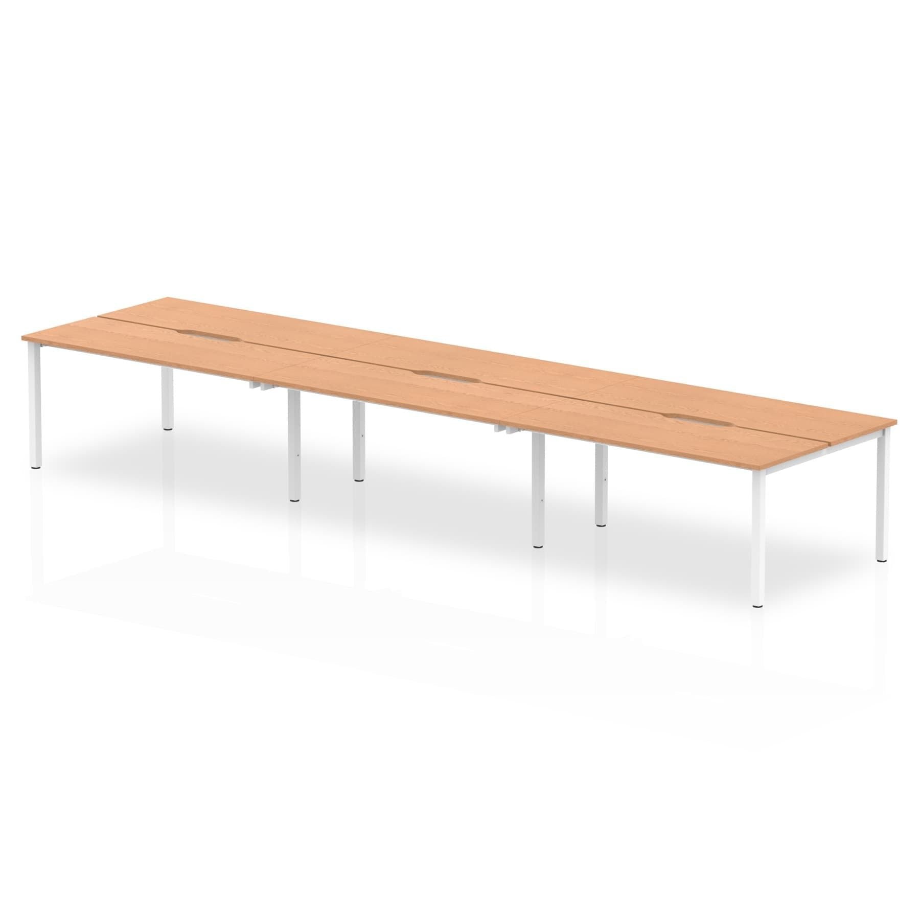 Evolve Plus 1400mm Back to Back 6 Person Desk Oak Top White Frame BE275 DD