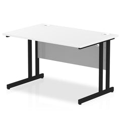 Impulse 1200 x 800mm Straight Desk White Top Black Cantilever Leg MI003313 DD