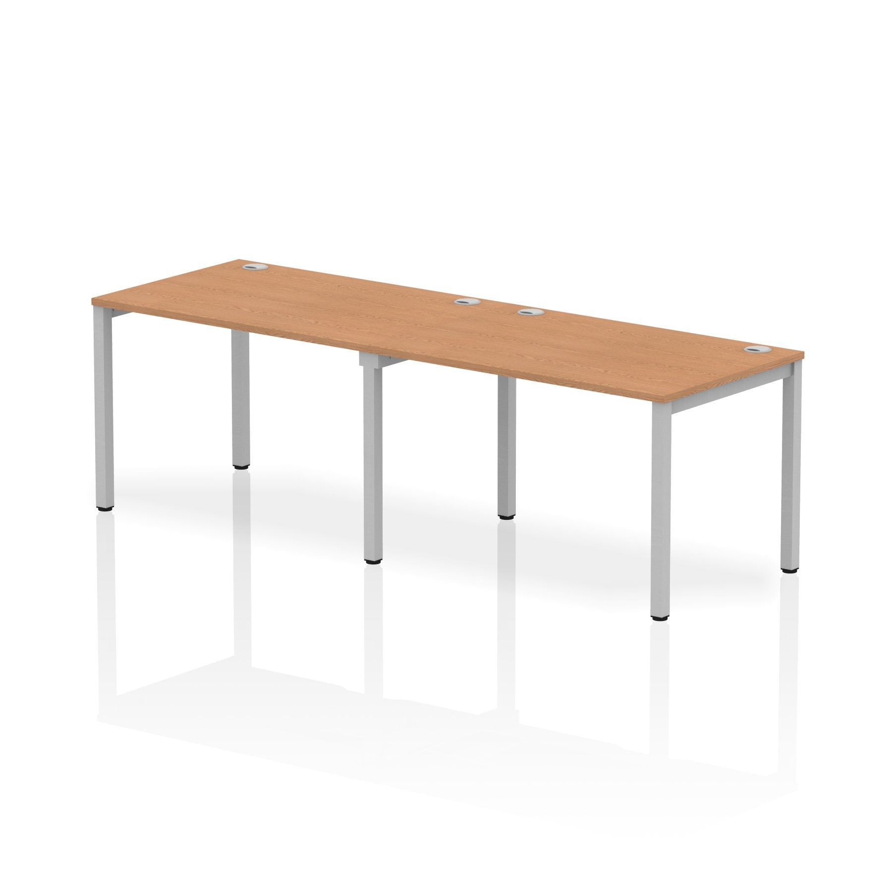 Impulse Single Row 2 Person Bench Desk W1200 x D800 x H730mm Oak Finish Silver Frame - IB00283 DD