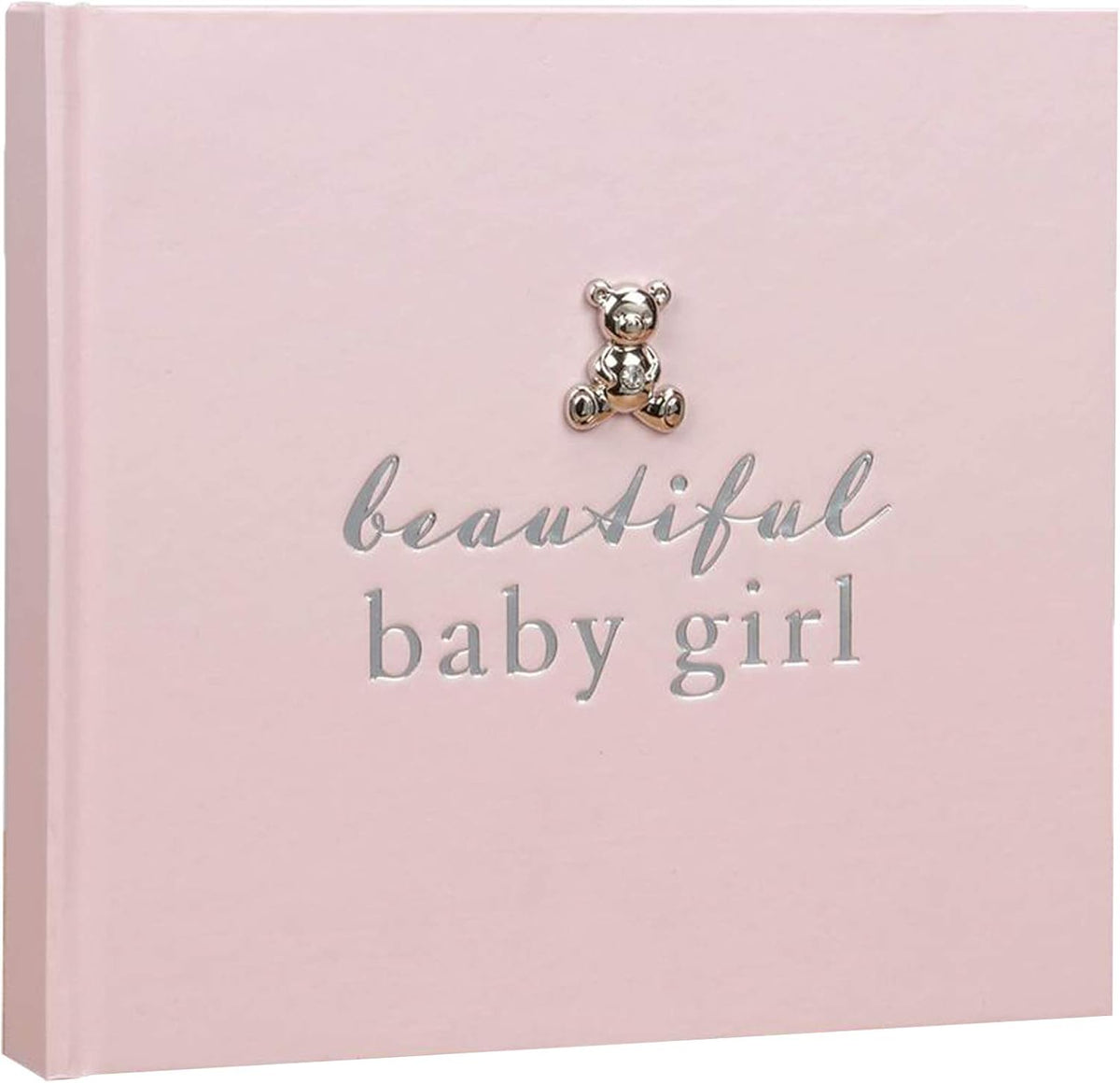 Widdop New Baby 50 6'x4' Photo Album with Silver Teddy Attachment - Beautiful Baby Girl