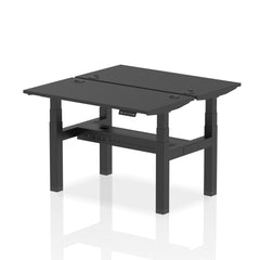 Dynamic Air Back-to-Back W1200 x D600mm Height Adjustable Sit Stand 2 Person Bench Desk With Cable Ports Black Finish Black Frame - HA02826 DD