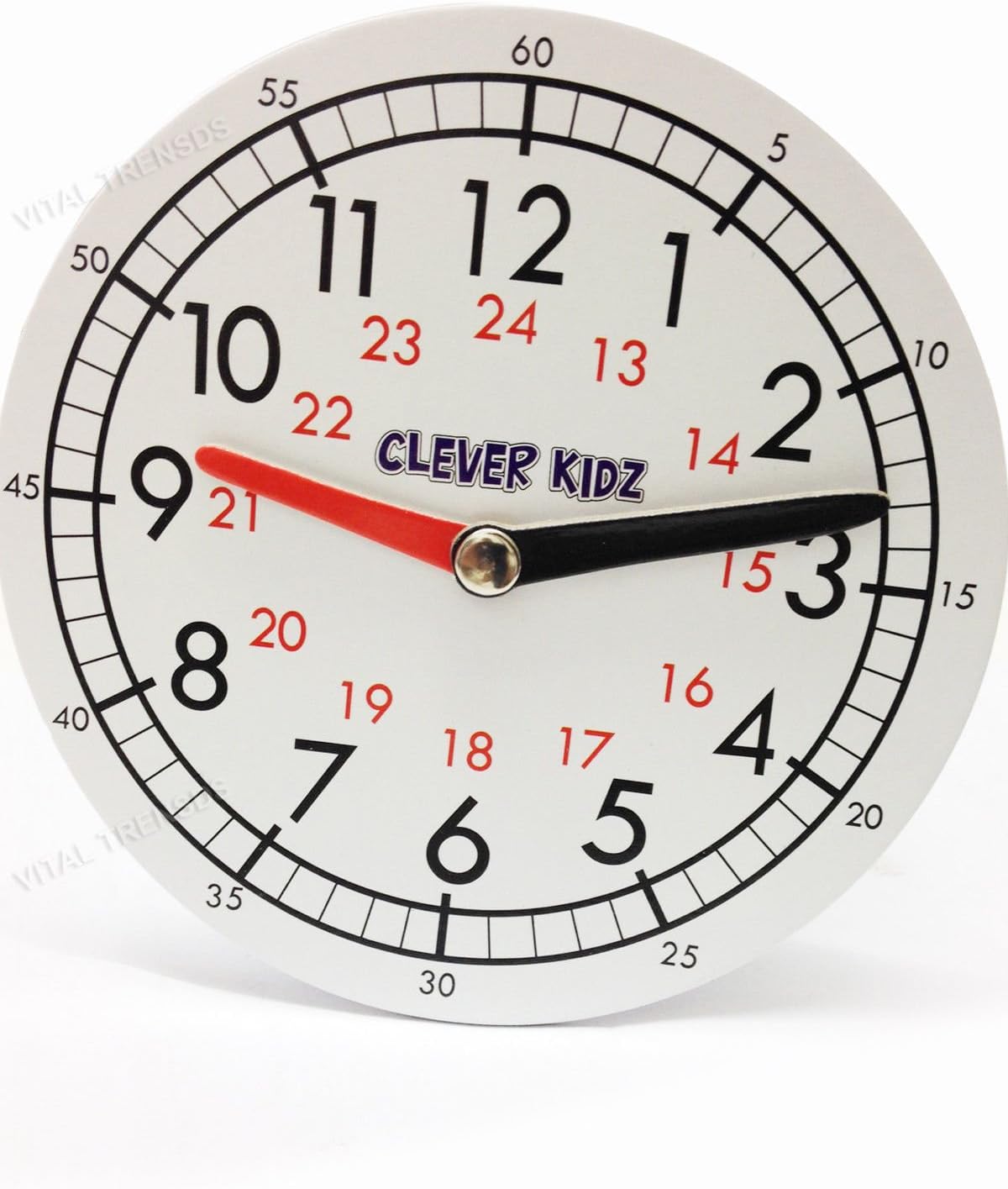 Premier Clever Kidz 15cm magnetic clock, educational toy for kids, featuring colorful clock face and movable hour and minute hands.