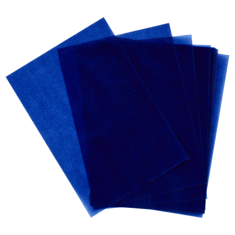Blue carbon paper by Premier for A4 office use, pack of 10 sheets for copying and duplicating documents.