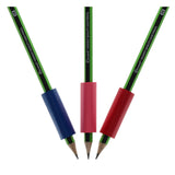 Premier Student Solutions Card with five triangular pencil grips for improved comfort and grip during writing.